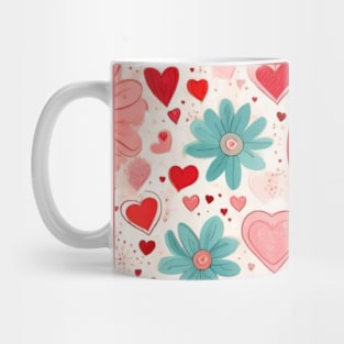 Valentines day gift ideas, hearts gift ideas, red hearts and flowers gifts Mug